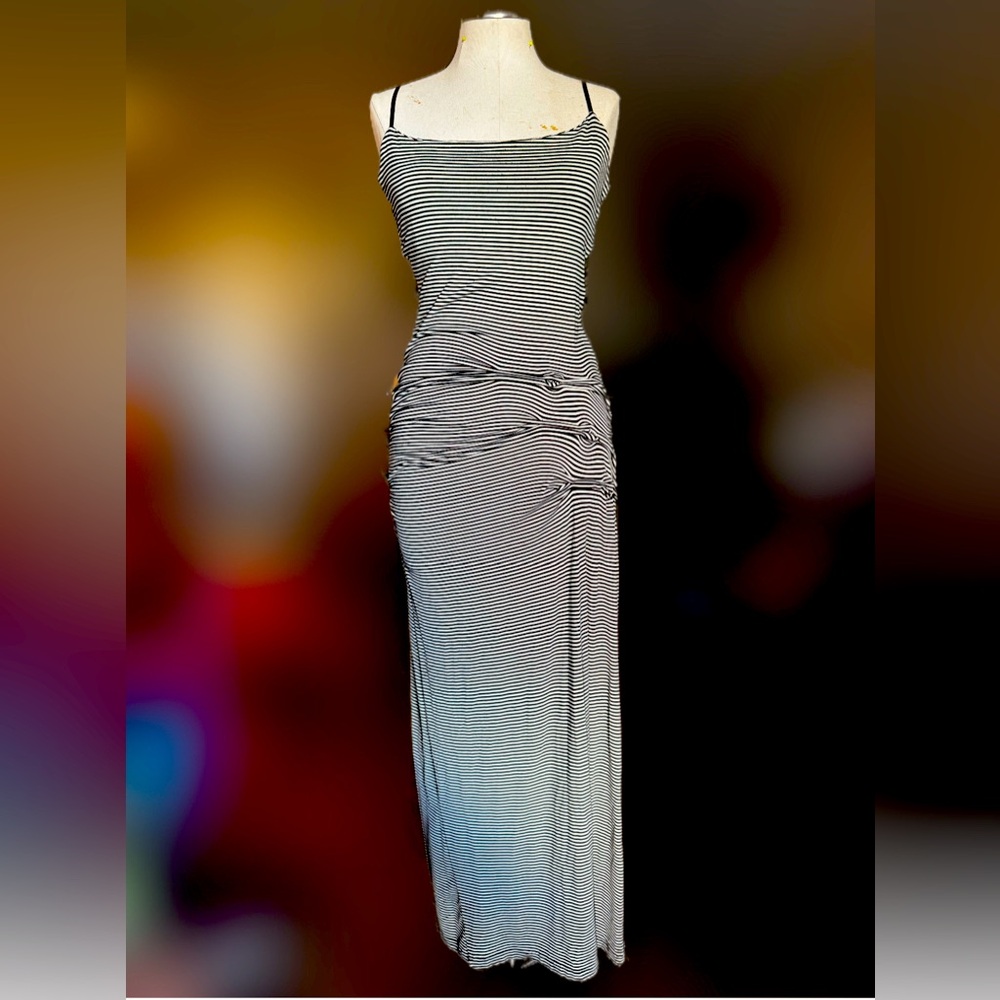 Striped (horizontal) black and white maxi dress spaghetti strap
